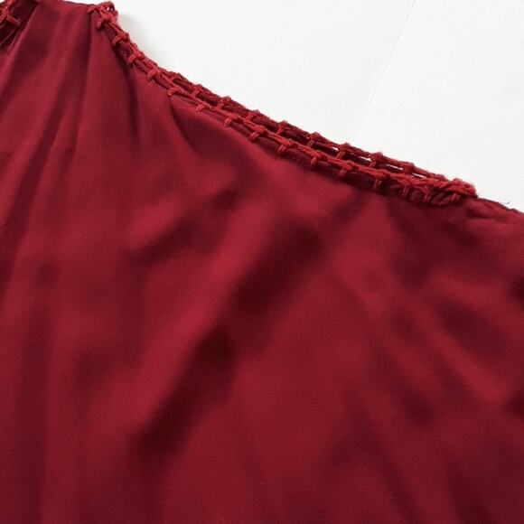 Womens Sz L Burgundy Boxy Oversized Coverup Beachy Swim Caftan Style Top - Picture 7 of 11